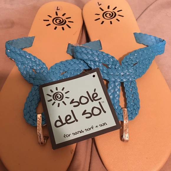 Women’s Size 7 Sole del Sol Blue Flip-Flops - Picture 3 of 4